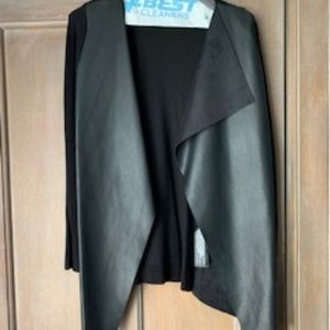 Zara Black Leather-Like Open Front Sweater Size S